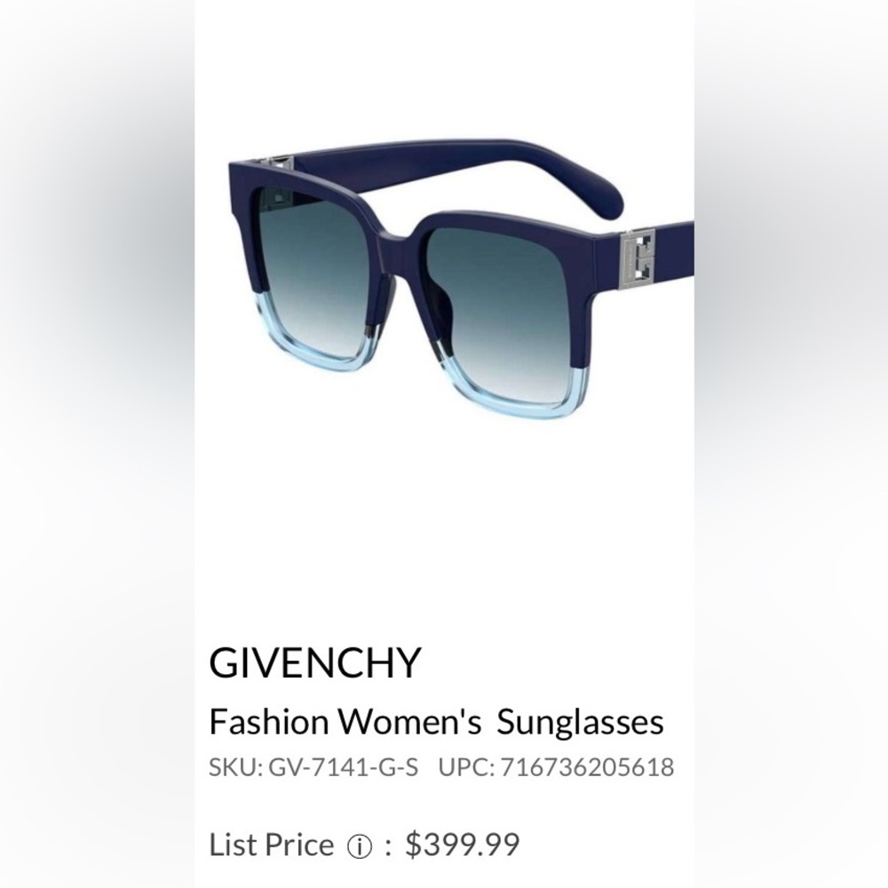 Givenchy Sunglasses 🕶 Brand New! Gorgeous Blue! 🦋 details, dimensions etc.